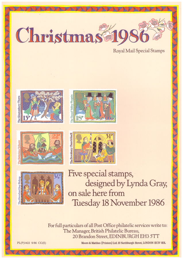 (image for) 1986 Christmas Post Office A4 poster. PL(P)3422 9/86 CG(E). - Click Image to Close